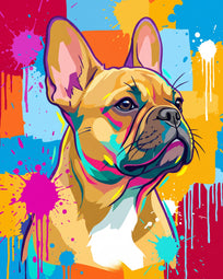 Pet portrait in pop art style, high-contrast color and hard outlines